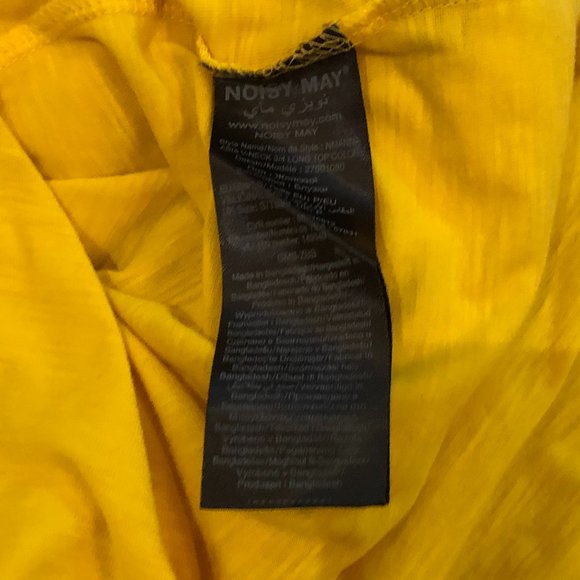 5/$50 Vibrant Yellow Noisy May V-Neck 3/4 Length Shirt. Size S. - Picture 4 of 5